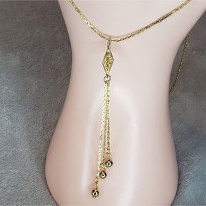 Gold Necklace with Tassle Drop